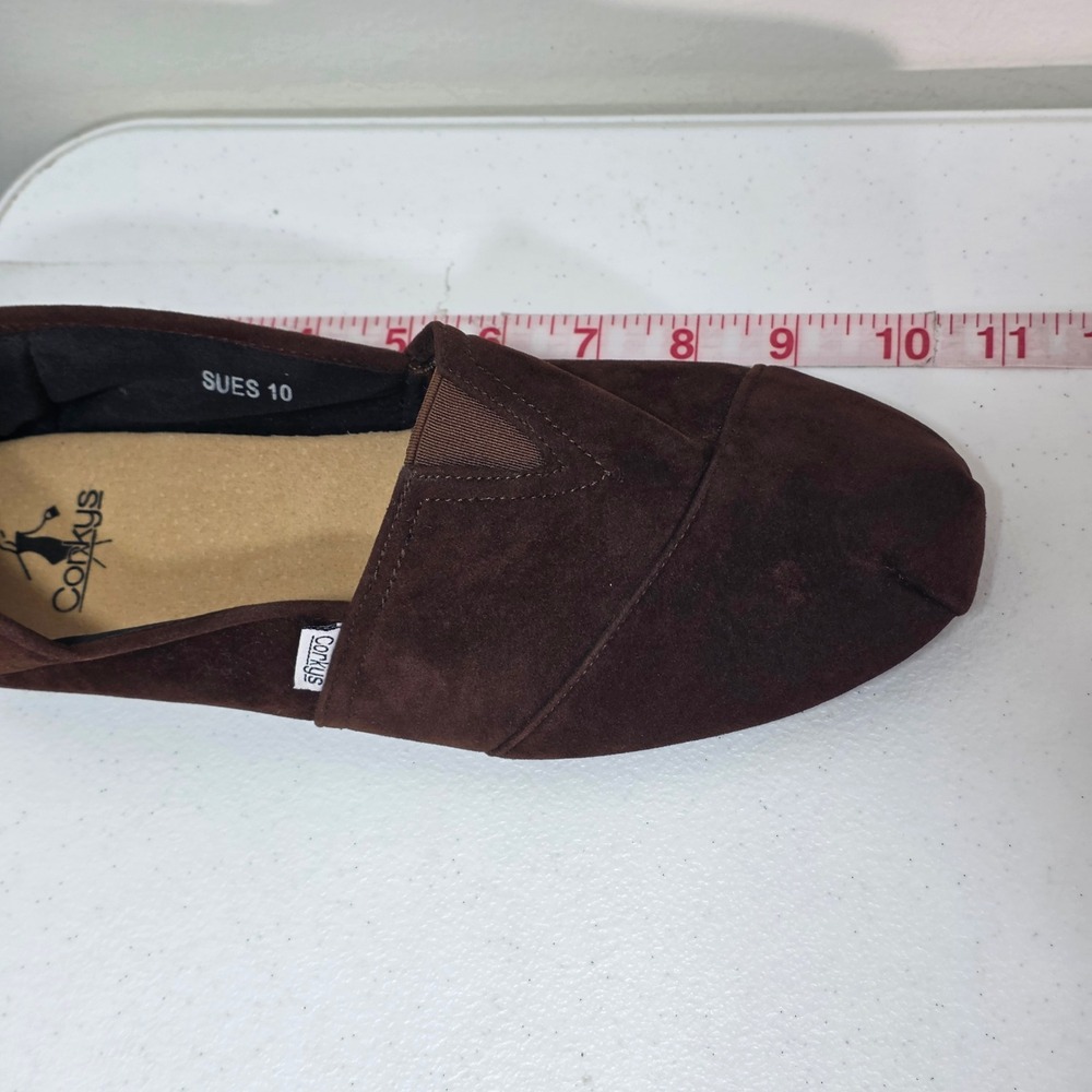 Corkys Sues Brown Faux‎ Suede Slip On Alpargata Flats Shoes Womens 10 Comfort - Picture 7 of 7
